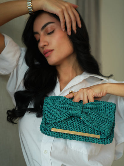 Teal Bow Clutch