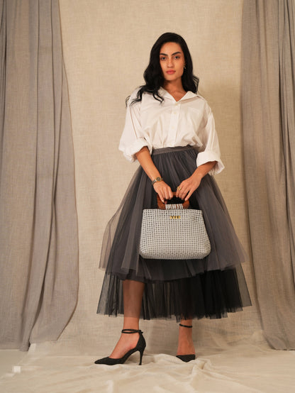 D-Clasp Grey Wire Bag