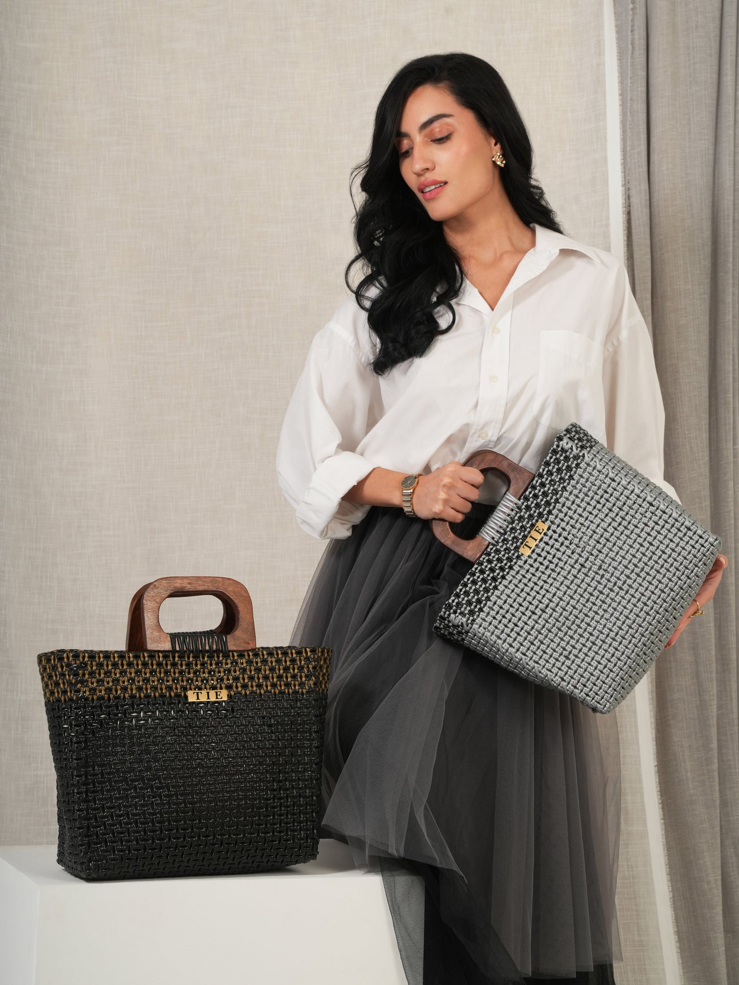 Openweave Wire Basket - Black & Gold