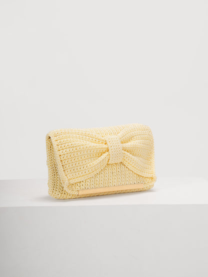 Beige Bow Clutch